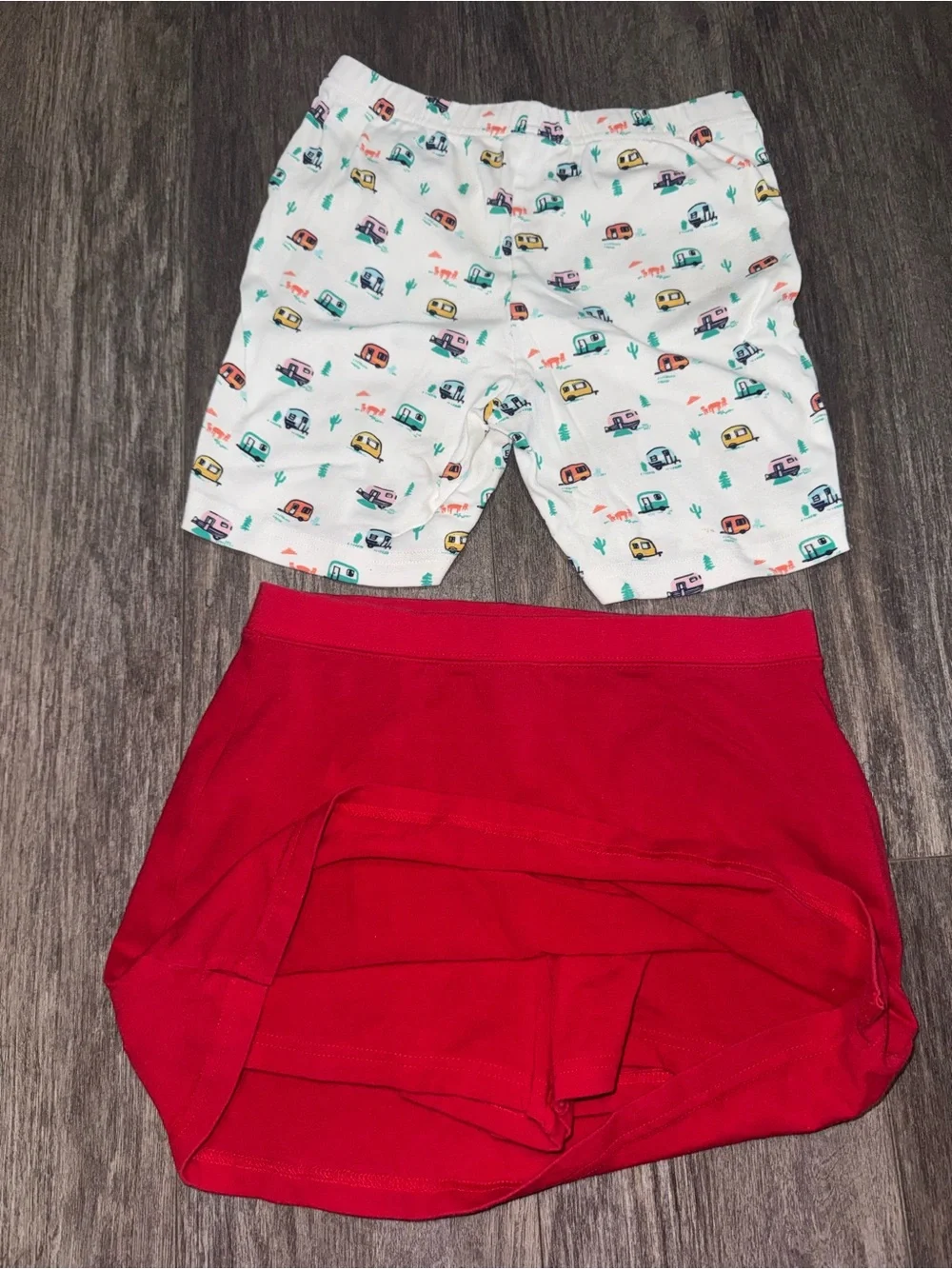 Lands' End Kids 2-Pack Shorts - White Camper Print & Red